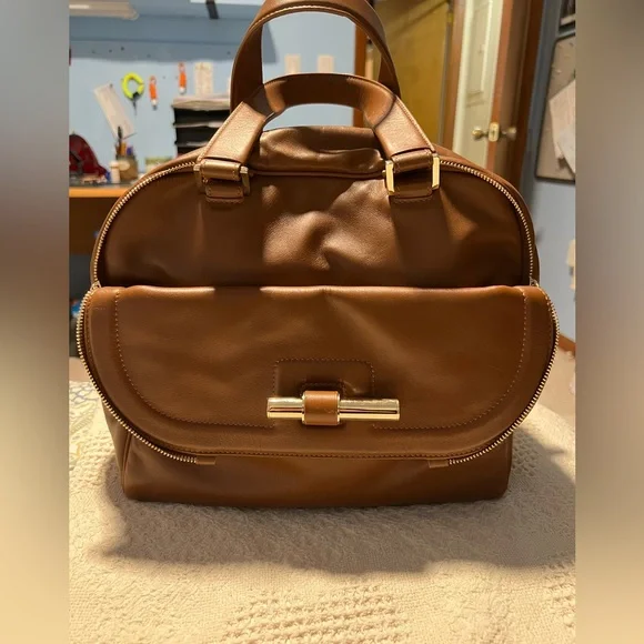 JIMMY CHOO Justine Handbag/Tote Brown/Tan Leather Shoulder Bag - Picture 6 of 16